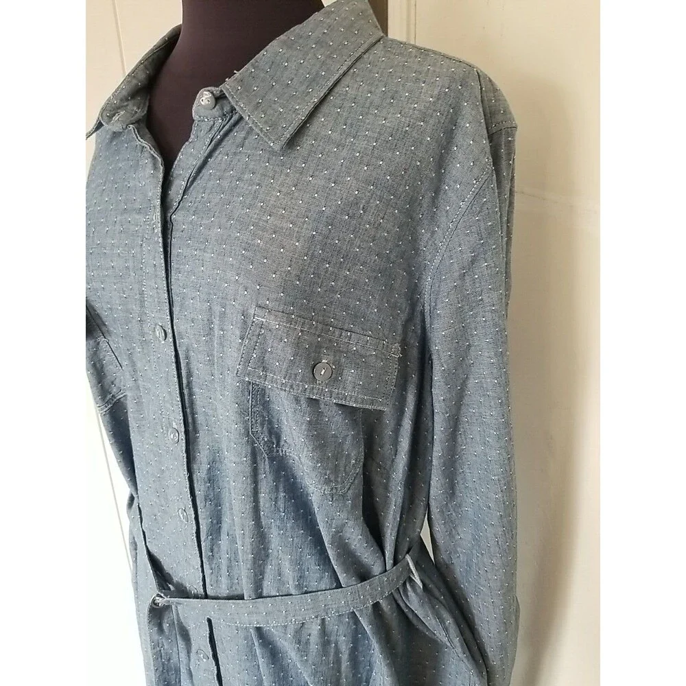 Basic Editions Shirt Dress Womens Size 2X Blue Chambray Button Up New - Picture 2 of 12